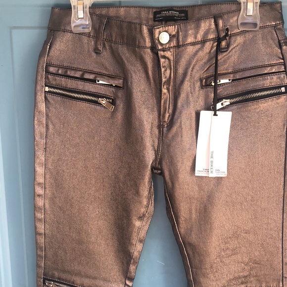 Zara Metallic Biker pants - Picture 3 of 7